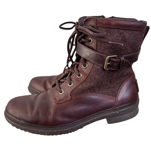 UGG Kesey Chestnut Lace Up Wool Lined Waterproof Boots Sz 7.5 - Picture 3 of 16